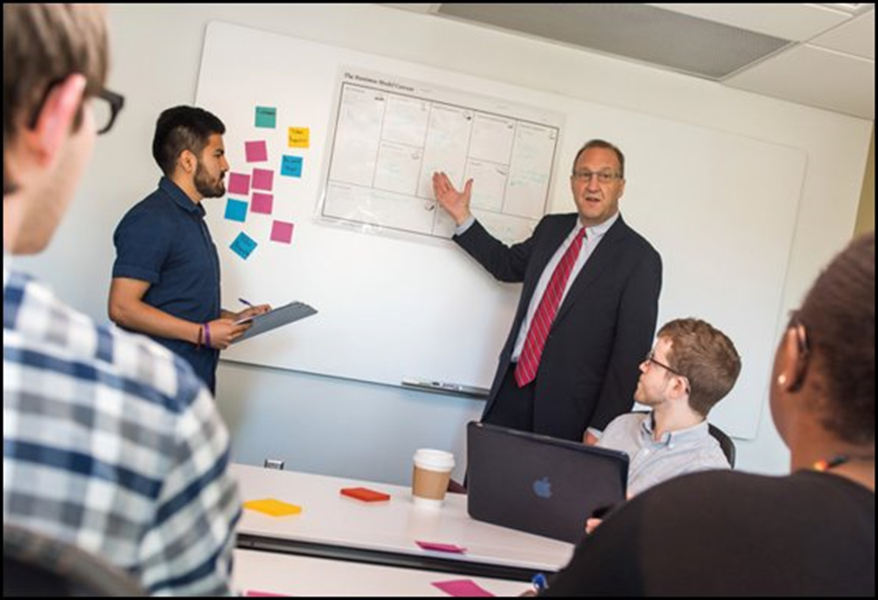 Professor teaching students